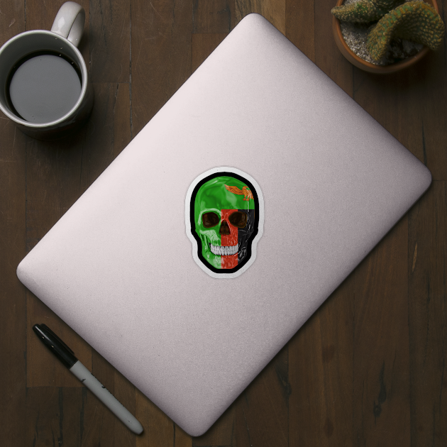 Zambia Flag Skull - Gift for Zambian With Roots From Zambia by Country Flags